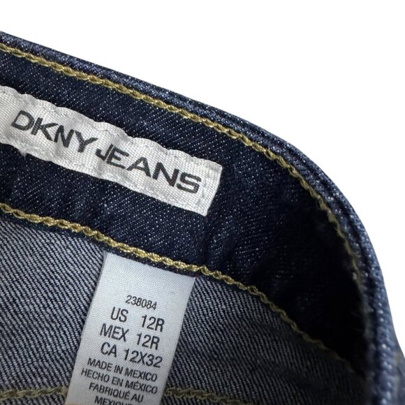 DKNY JEANS Vintage Y2K PLEATED Flare Bootcut Dark Denim Pants Jeans Womens 34x34 - Picture 4 of 7